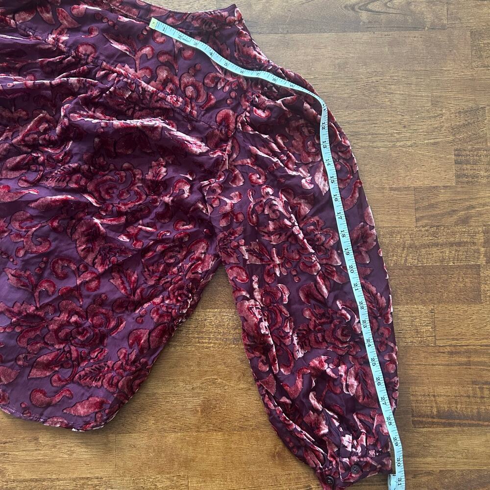 Chicos sheer velvet burgundy statement blouse size 2 U.S 12​ - Picture 9 of 12